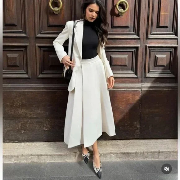 Zara | Skirts | Zara Layered Box Pleat Skirt Zw Collection